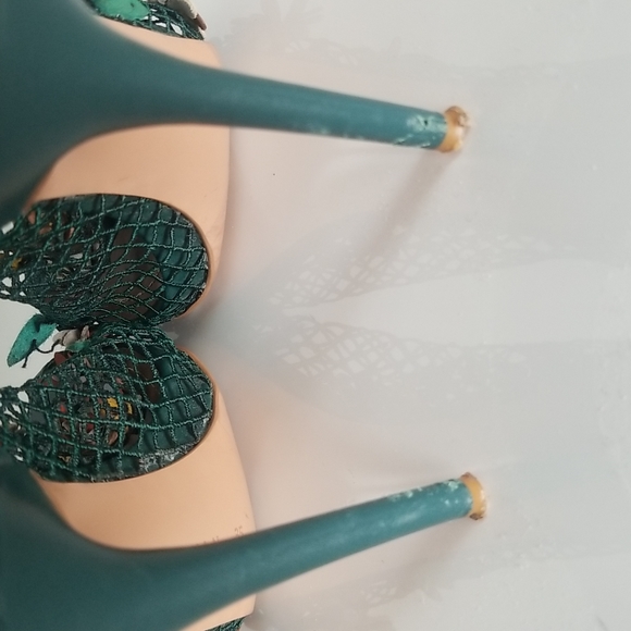 Zara - Green Floral Mesh Heels - Picture 13 of 15
